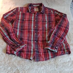 Men's Levi's Western shirt size L pearl snaps 2 front pockets long sleeve cotton